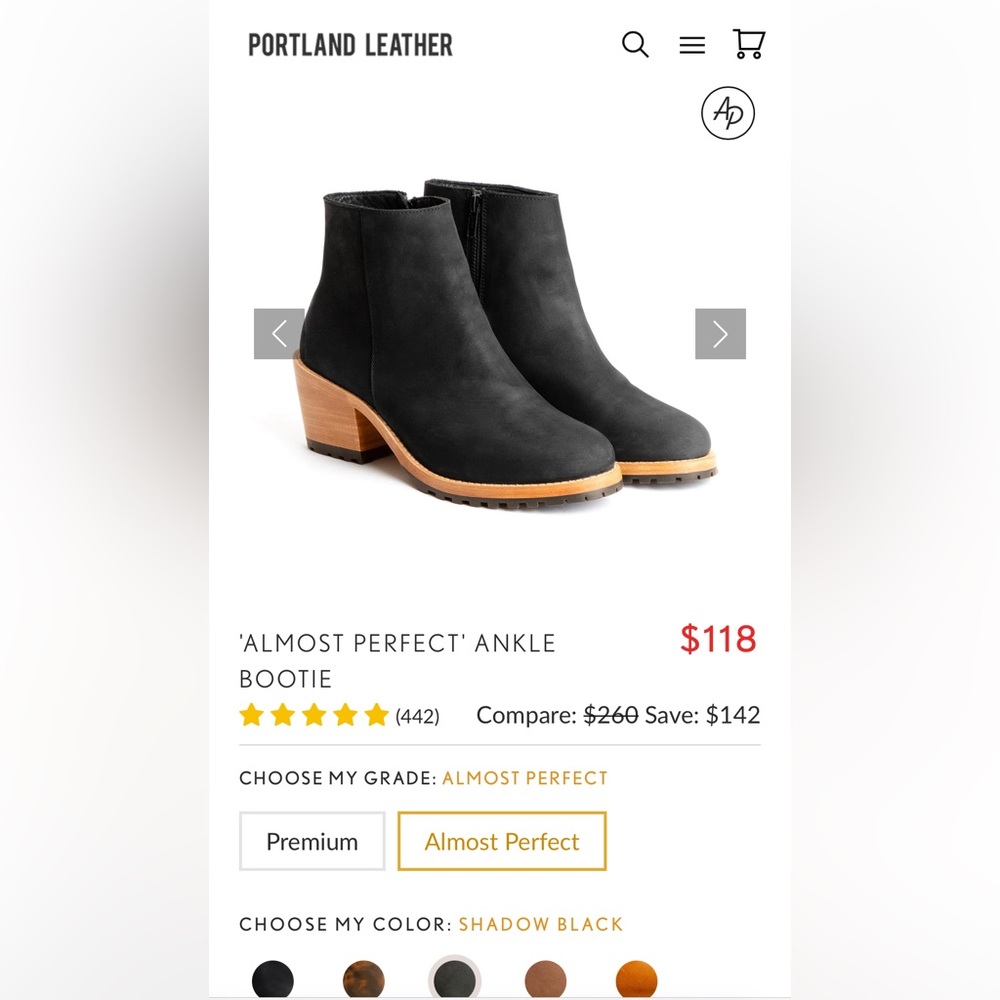 Portland Leather Black Ankle Bootie
